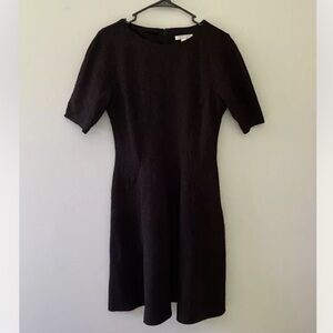 🎉4/$25 London Style Collection Black Damask Short Sleeve A Line Sheath Dress 8